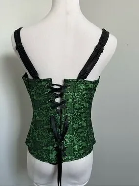Tops | Green Lace Corset Top Fairy Goth Whimsigoth Bustier Zip L | Poshmark